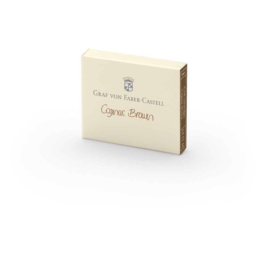 Case of 6 ink cartridges. Cognac Brown. Graf Von Faber-Castell