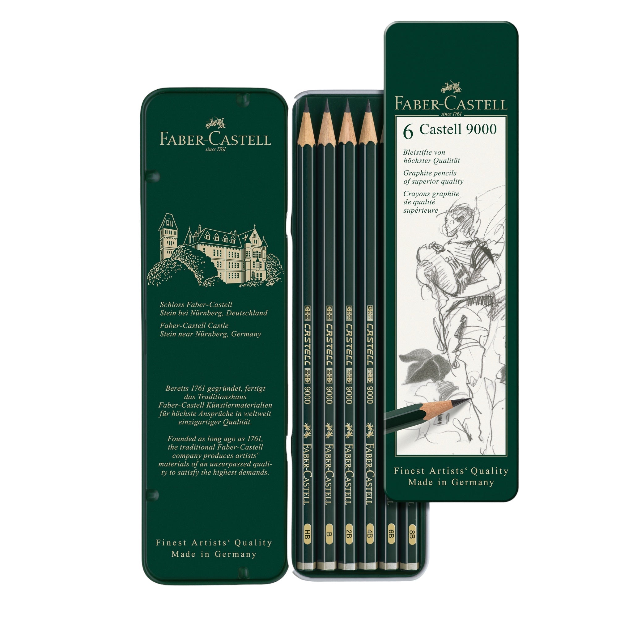 Faber-Castell Castell 9000 Graphite Pencils Set of 6.